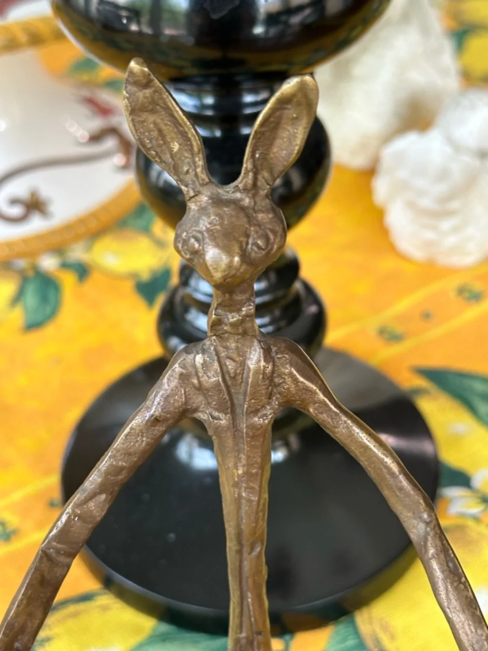 SAN PACIFIC INTERNATIONAL BRASS RABBIT HOME DECOR BOTTLE HOLDER VGUC